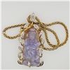 Image 1 : 18K Gold, Carved Jadeite & Diamond Pendant & Necklace by Victor Loo