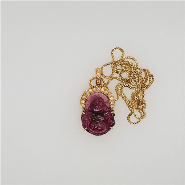 18K Yellow Gold Tourmaline & Diamond Pendant