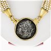 Image 5 : Vintage 18k Gold 16 Strand Pearl Necklace Spanish Piece of Eight Coin Pendant