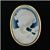 Image 3 : Vintage Italian 18K Yellow Gold Detailed Carved Agate Cameo Brooch Pin Pendant