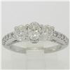 Image 6 : 14k White Gold 1.50 ctw Oval 3 Stone Diamond Promise Engagement Ring w/ Accents