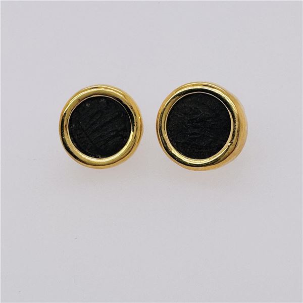 Two Imperial Roman Coins Mounted in 18K Yellow Gold as Earrings