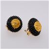 Image 1 : 18K Yellow Gold & Black Diamond Earrings Set With Ancient Greek Gold Coins by Ca