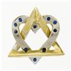 Image 2 : 14k TT Gold 0.45 ctw Pave Sapphire Interlocked Heart Star of David Slide Pendant