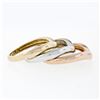 Image 6 : 14K Tri Color Gold Burnish Diamond Polished & Sandblast 3 Stackable V Band Rings