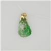 Image 1 : Chinese Carved Jadeite Pendant with 18K Yellow Gold & Diamond Mount