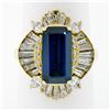 Image 1 : Estate 18k Gold 6.80 ctw AGL Emerald Cut Sapphire Diamond Ballerina Cocktail Rin