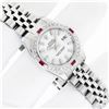 Image 4 : Rolex Sapphire Quickset White Index Diamond Ruby Datejust Wristwatch