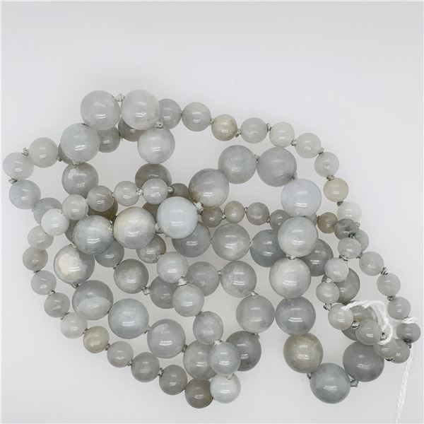 A Fine Natural Jadeite Bead Necklace