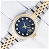 Image 3 : Rolex Ladies 2T Quickset Factory Blue Vignette Diamond Dial With Papers & Box