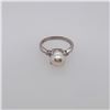 Image 1 : Platinum Mounted Pearl & Diamond Ring