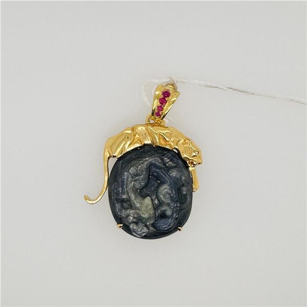 Antique Chinese Sapphire & Gold Pendant by Carlo Rici