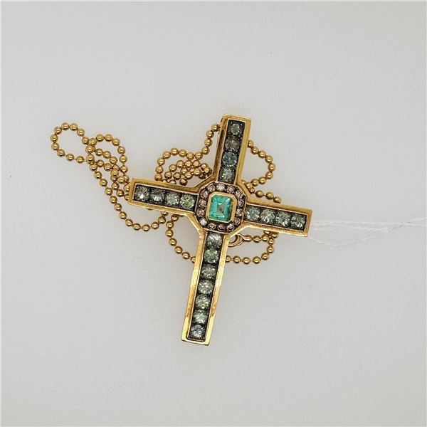 18K Gold Cross Pendant & Necklace by Carlo Rici