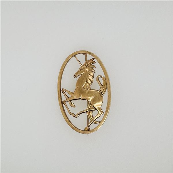 Rare Vintage Gold Unicorn Brooch