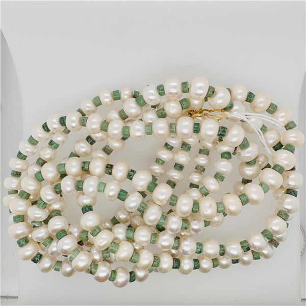 Three-Strand Pearl & Antique Peruvian Bead Necklace