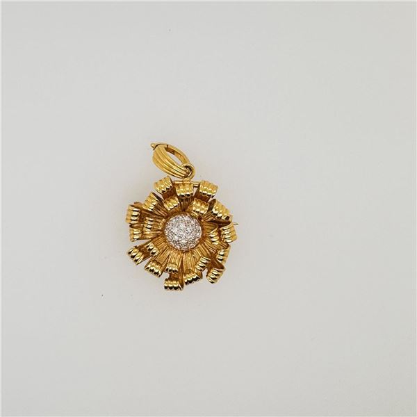 18K Yellow Gold & Diamond Pendant/Brooch
