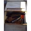Image 2 : Wood storage box with grease gun and misc.