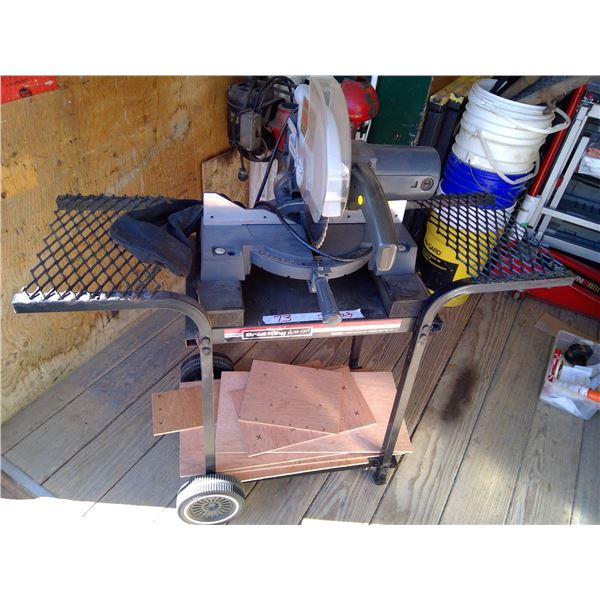 Craftsman chop saw on BBQ stand