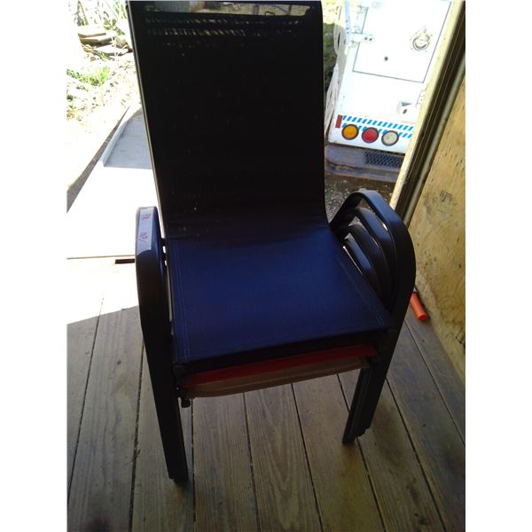 4 multicolored deck chairs