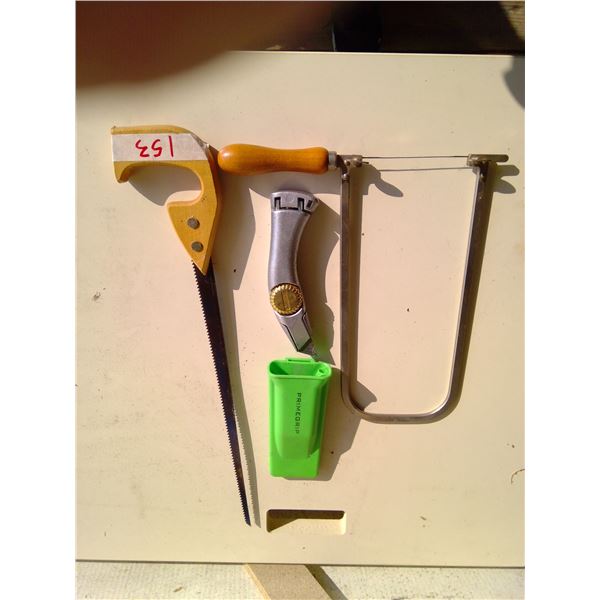 Keyhole saw, utility knife with scabbard and saw