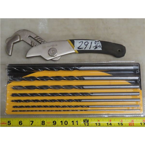 All trade ratcheting pliers + Long Shank Drill bits - like new