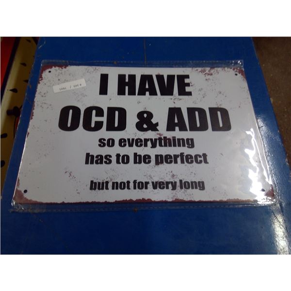 approx 8 X 11 3/4 tin sign " ACD/OCD"