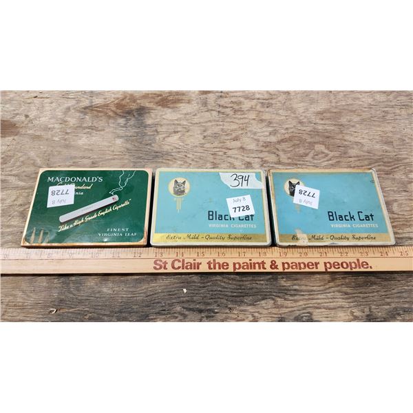 3 cigarette tin cases - Macdonald and Black Cat