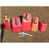 Image 1 : 5 small-medium size gas cans + gas pump nozzle