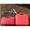 Image 3 : 5 small-medium size gas cans + gas pump nozzle