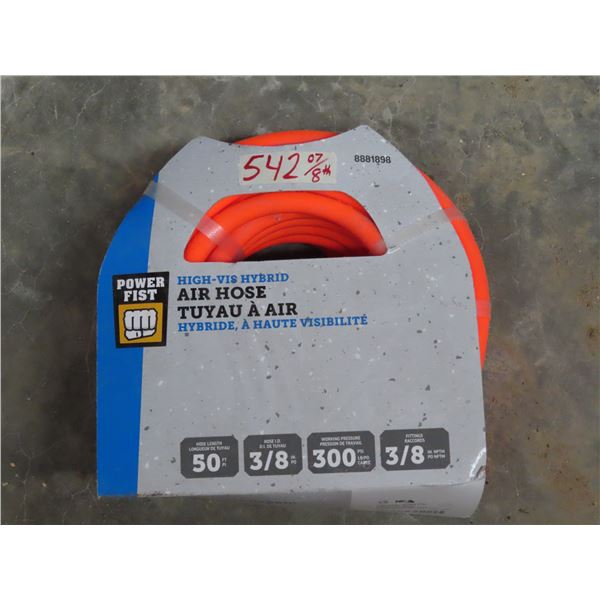 High - Vis Hybrid Air hose 50ft long 3/8" fittings, 300 PSI - New/sealed packaging