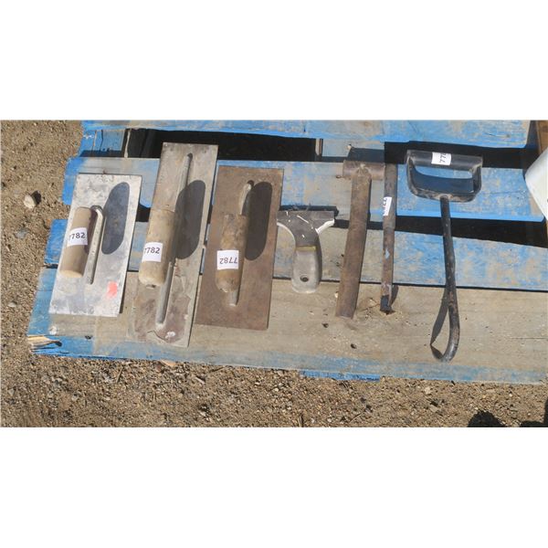 trowels, pry bar, primitive hammer, etc.