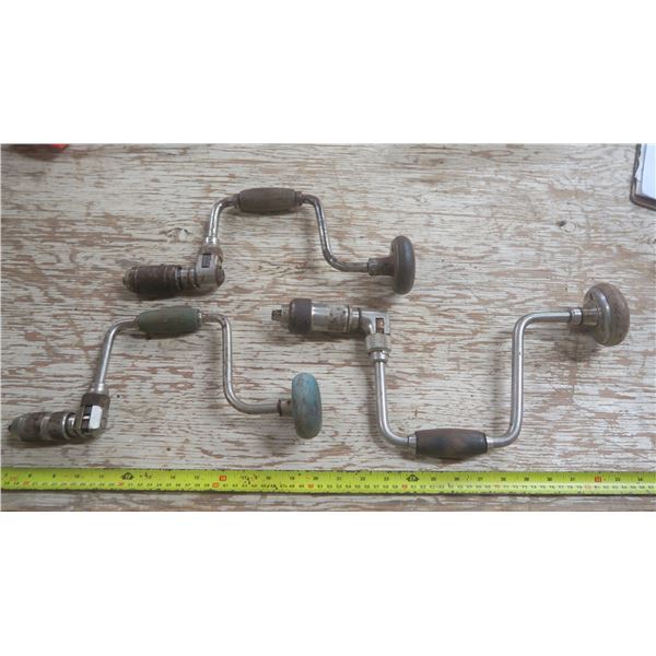 3 vintage hand drills