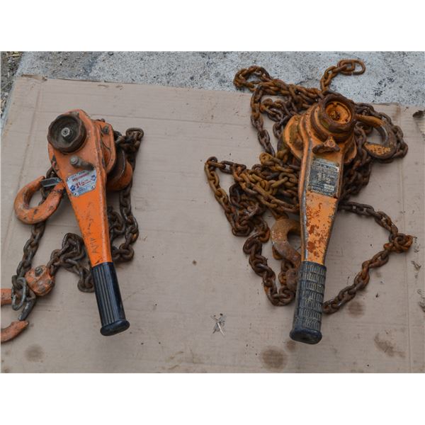 2- 1 1/2 Ton Come alongs