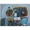Image 2 : Assorted electrical hardware, small chain, marbles etc