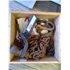 Image 2 : Chain, clevis(2) hitch , chain tensioners(2), pin in wood box