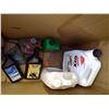Image 3 : Box of asst fluids and lubricants with funnels