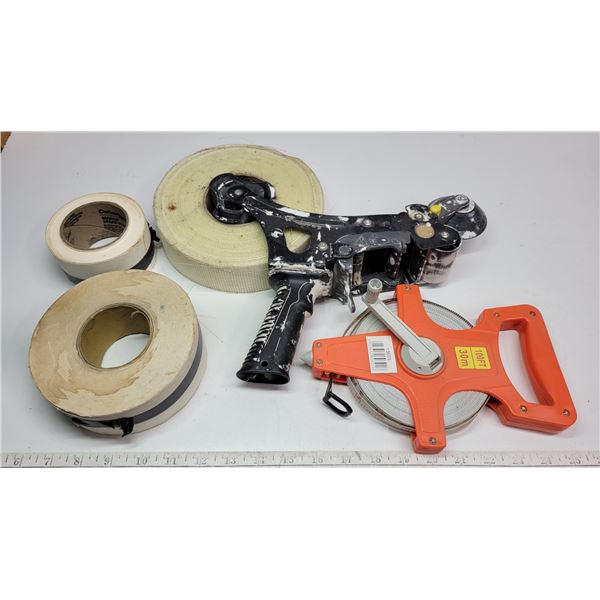 Large Tape Gun with Tapes and 100FT Measuring Tape