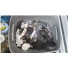 Image 3 : bucket of assorted plumbing - sink, faucet, fittings, etc.