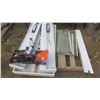 Image 1 : pallet of glass, light fixture frames, etc.