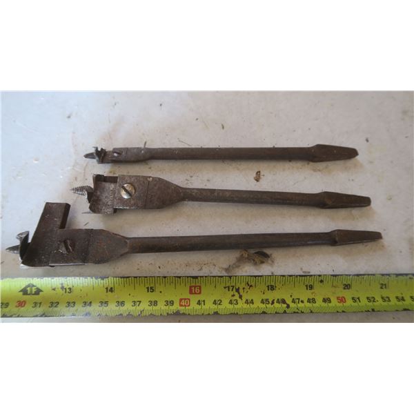 3 vintage adjustable drill bits - 1 missing blade