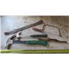 Image 1 : 2 hammers, spokeshave, saw and prybar