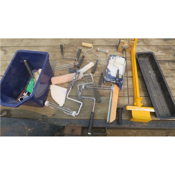 assorted painting supplies