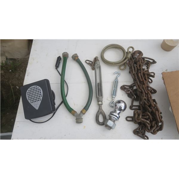 car heater, chain, hitch ball, etc.