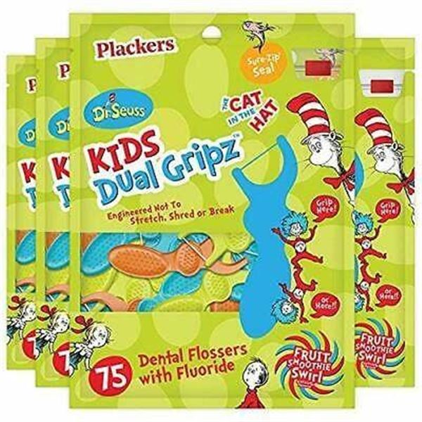 4 NEW BAGS OF 75 PLACKERS DR.SEUSS  DUAL GRIPZ