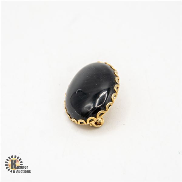 SMALL VICTORIAN INSPIRED BLACK OVAL POLISHED