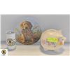 Image 1 : PIGGY BANK + GOLDEN RETRIEVER PLATE