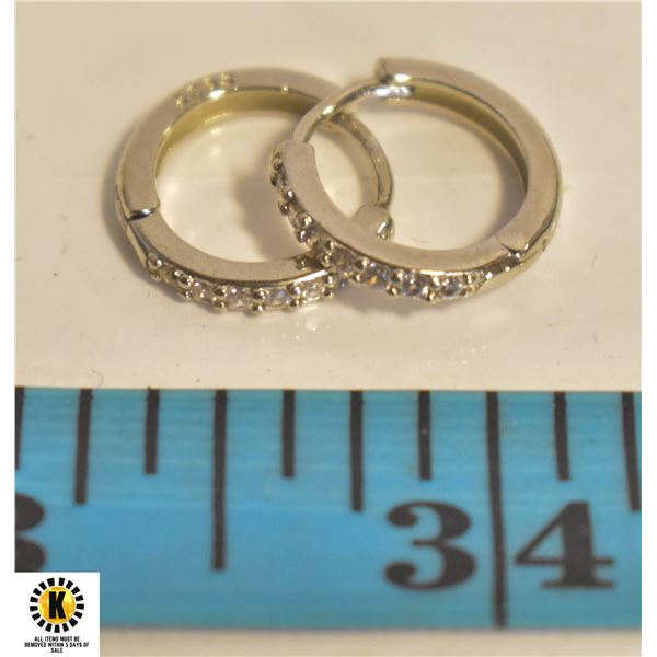 10 MM STAMPED 925 EARRINGS W/CZ ACCENTSÿ