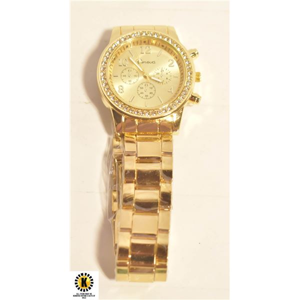 BRAND NEW MENS GENEVA GOLD TONE