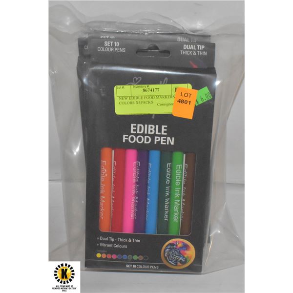 NEW EDIBLE FOOD MARKERS- COLORS X4PACKS