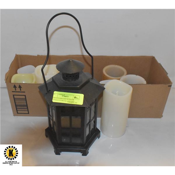 10 PCS FLAMELESS OUTDOOR CANDLES W/METAL LANTERN